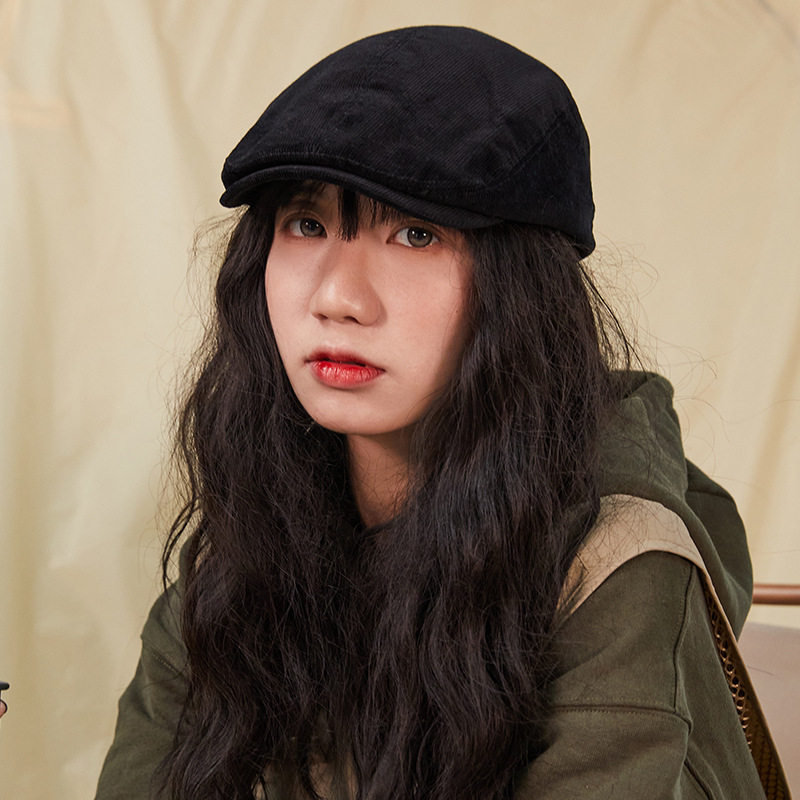 wasc日系复古贝雷帽灯芯绒帽子大头围纯色百搭前进帽画家帽报童帽,淘宝优惠券,粉丝福利购,淘宝优惠卷