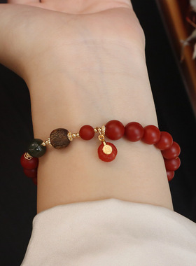 天然磨砂手串女天然和田玉葫芦新