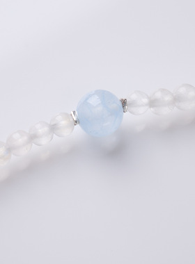 天然月光石三圈手串新中式蓝玉髓