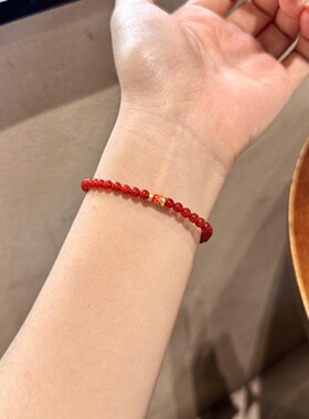 上岸锦鲤天然红玛瑙手串本命年手