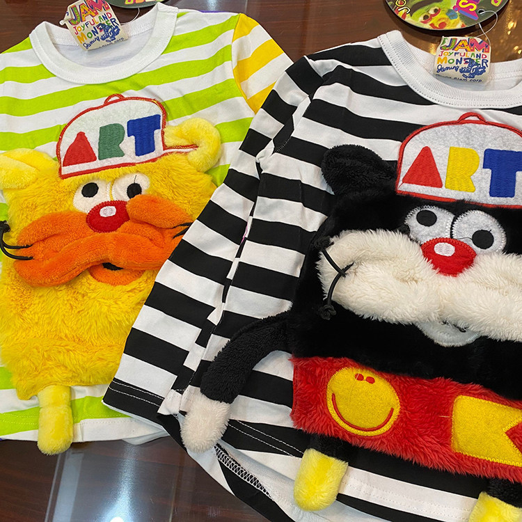 MIJELLO/2025春秋款 儿童果酱熊猫立体毛绒公仔卡通条纹长袖t恤,淘宝优惠券,粉丝福利购,淘宝优惠卷