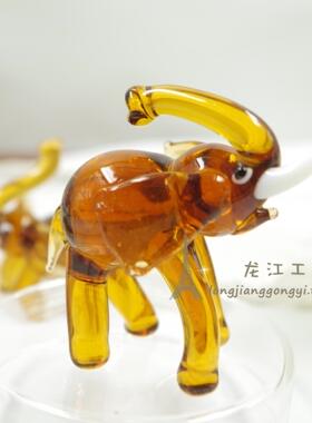 玻璃小象办公装饰手工diy摆件