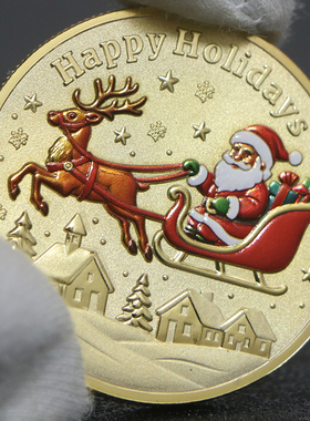 圣诞老人纪念币浮雕纪念章金属工艺金银币礼品圣诞节礼物