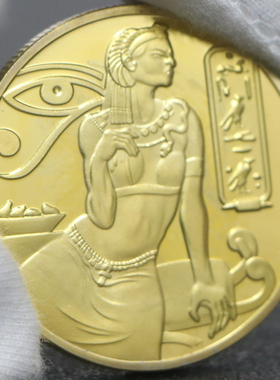 埃及艳后镀金银纪念章 狮身人面像纪念币金字塔文化纪念币硬币
