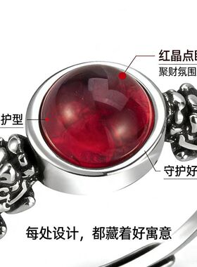 爆款瑞兽双貔貅戒指女开口可调节