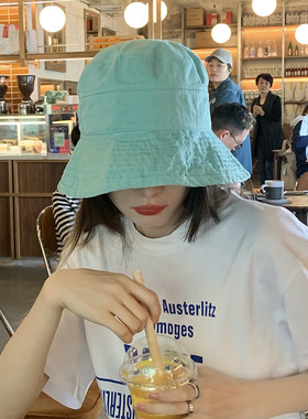 多巴胺韩版彩色渔夫帽女夏透气薄款可折叠遮阳帽大檐显脸小防晒帽