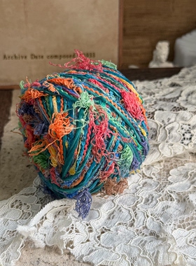 咿唔手混线-孤品彩色油画系特色钩织毛线diy手账线包包帽子编织