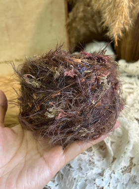 咿唔手混线-美拉德深棕咖复古风钩织包包帽子发饰线材手工diy秋冬