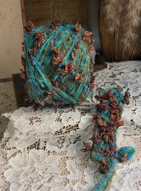 咿唔手混线-榛子巧克力油画风秋冬钩针棒针编织毛线围巾帽子包包