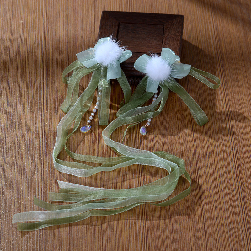 儿童头饰古风发饰宝宝头发卡国风绿色飘带发夹汉服绢花女童配饰品,淘宝优惠券,粉丝福利购,淘宝优惠卷