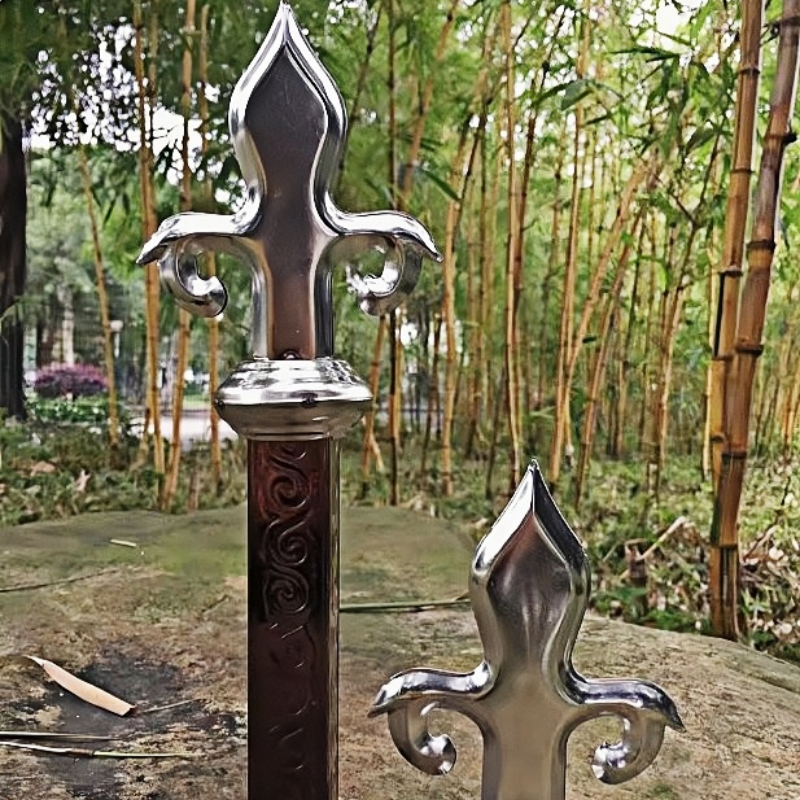 201不锈钢19/22/25圆管32双钩蝶形枪头大门围栏杆防盗攀爬304尖花 - 图0