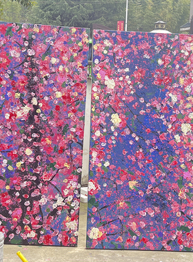 抽象花朵油画手绘现代客厅装饰画