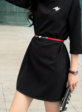 细腰带歌家牛皮女士伸缩珍珠