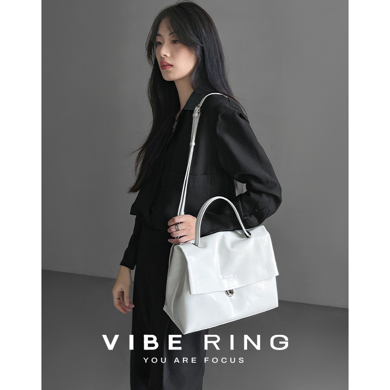 Vibe Ring小众设计托特包高级感通勤电脑包女头层牛皮单肩斜挎包 - 图2