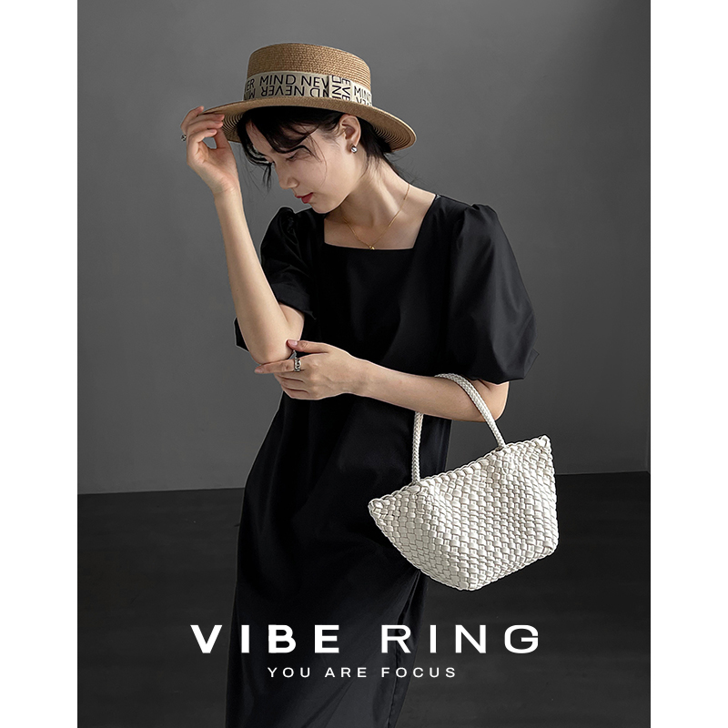 Vibe Ring手工编织包2023夏新款小水桶包大容量手提菜篮子包小包-图1