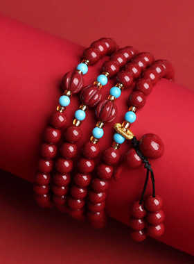 天然原矿高含量多圈叠戴念珠朱砂