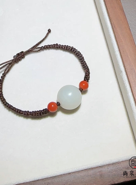 新疆和田玉籽料白玉圆珠手链