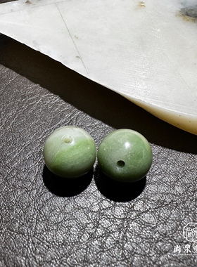尚泉美玉翠色12圆珠新疆和田玉籽料特色稀有手工磨制多宝手串精品