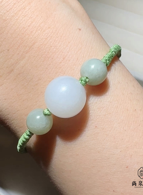 新疆和田玉白玉圆珠手链项链直径12手工磨制时尚手饰素雅夏日穿搭