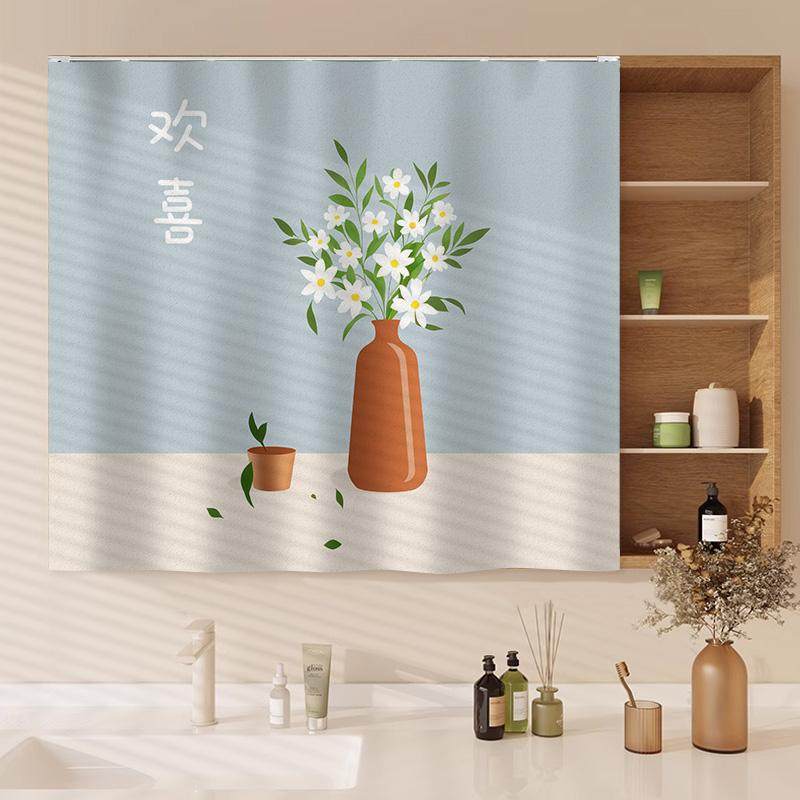 梳妆台镜子遮挡帘化妆镜子遮镜神器卫生间浴室柜洗漱台防水遮丑帘,淘宝优惠券,粉丝福利购,淘宝优惠卷