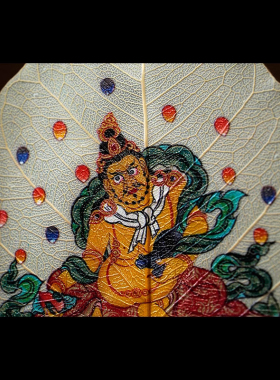 木质彩绘菩提叶摆台生肖