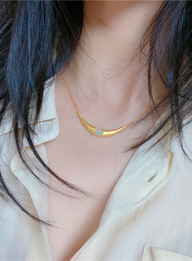 非洲欧泊925银镀金女项链