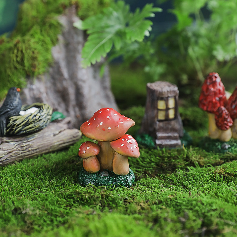 仿真蘑菇摆件苔藓微景观多肉花盆装饰品树脂工艺品DIY红蘑菇田园,淘宝优惠券,粉丝福利购,淘宝优惠卷