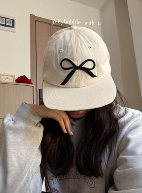 ins同款蝴蝶结图案平檐鸭舌帽