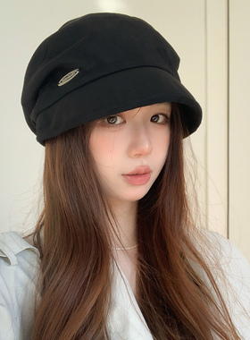 秋冬日系麂皮绒堆堆帽显脸小女