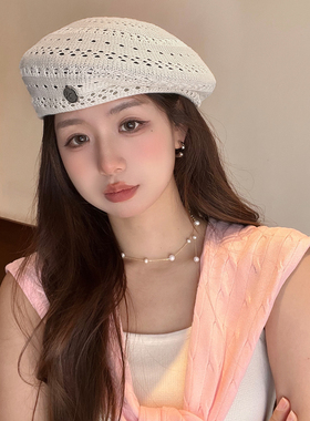 可戴绿色夏季贝雷帽女2025新款