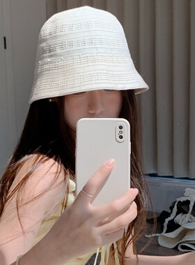 夏季镂空珍珠渔夫帽女防晒显脸小