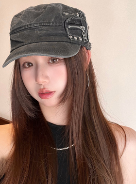 美式街头辣妹朋克风铆钉拉链帽