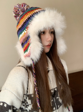 冬季女款加绒保暖护耳雷锋帽