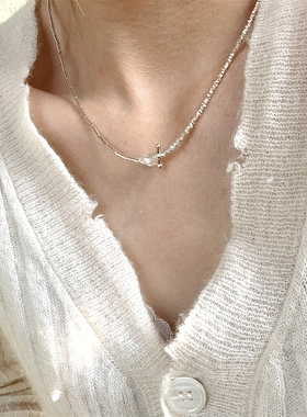 月光石巴洛克珍珠流苏项链百搭