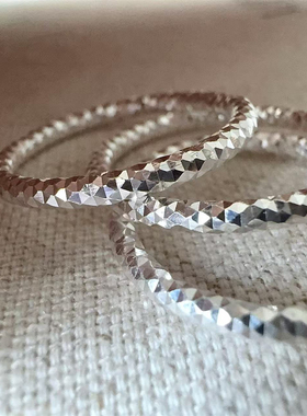 925银波光粼粼戒指车花戒指