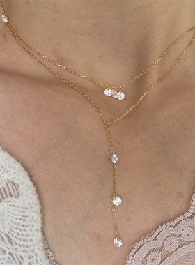 925银女超闪锆石流苏项链