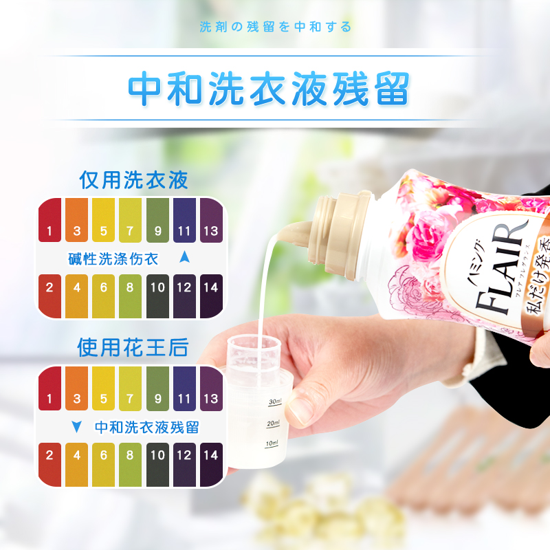 日本进口花王flair柔顺剂衣物蓬松抗菌除臭除皱防静电柔软剂520ML - 图1