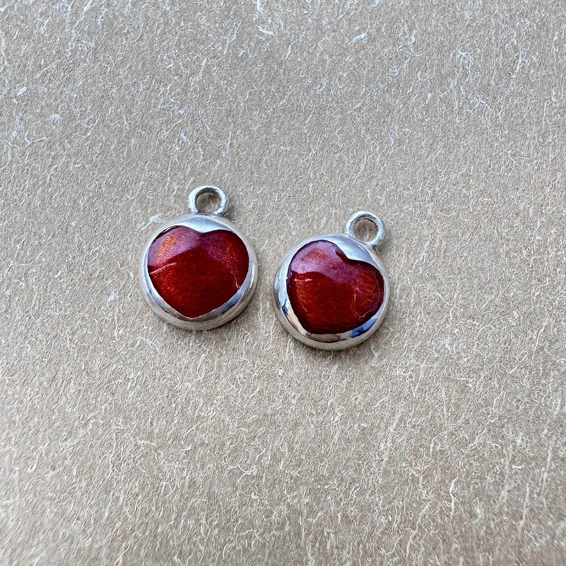 高温珐琅内填吊坠耳钉99足银半成品银版素银胎纯银胎爱心耳钉,淘宝优惠券,粉丝福利购,淘宝优惠卷