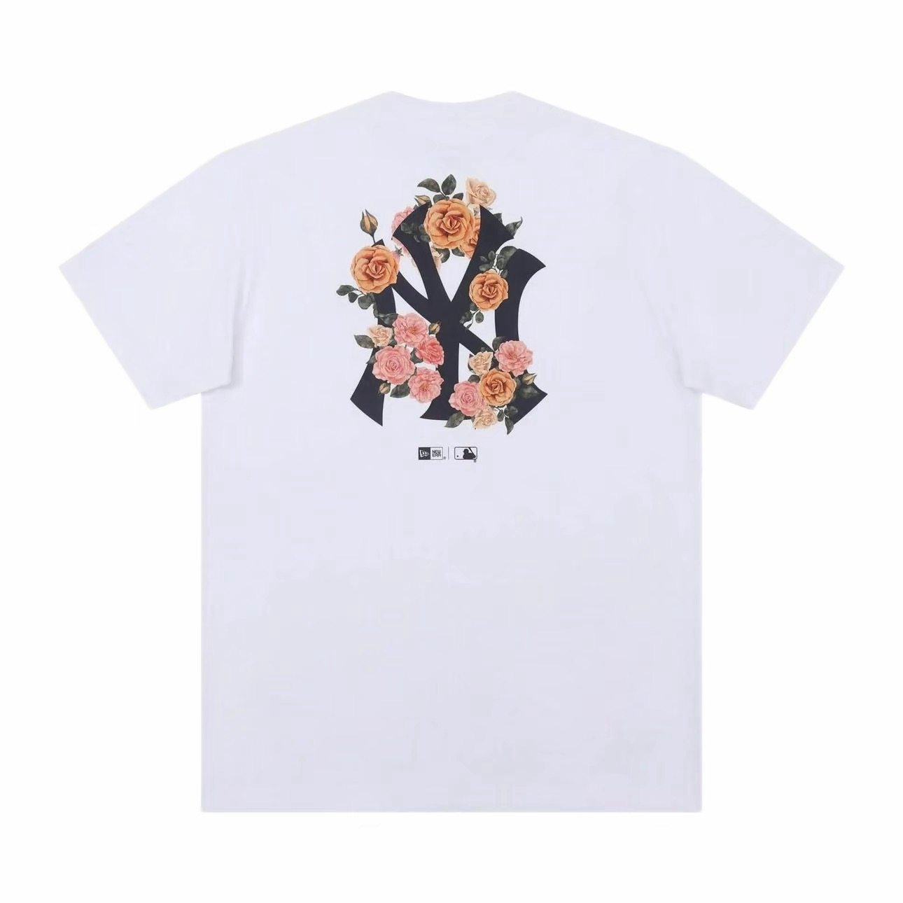 New Era纽亦华联名MLB花卉纽约洋基队短袖T恤情侣后背NY印花