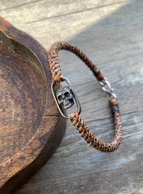 【渡】原创泰国蜡线纯银手工编手绳 情侣手链脚链 蜡线手绳