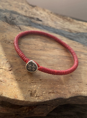 【顺】原创泰国蜡线纯银手工编金刚结手绳 情侣手链脚链 蜡线手绳