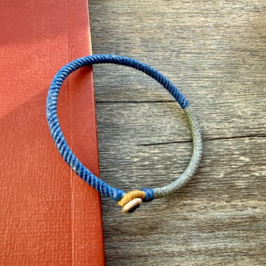 【弥】原创泰国蜡线纯银手工编金刚结手绳 情侣手链脚链 蜡线手绳