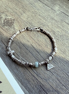 【境】原创纯银珠不规则碎银手链 手编手链 脚链 情侣手链