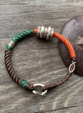 【叙】原创泰国蜡线纯银手工编手绳 情侣手链脚链 蜡线手绳