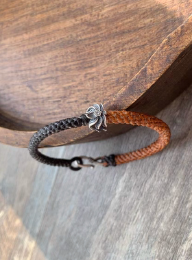 【觉】原创泰国蜡线纯银手工编手绳 情侣手链脚链 蜡线手绳