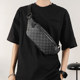 New men's bag small shoulder bag classic plaid small chest bag