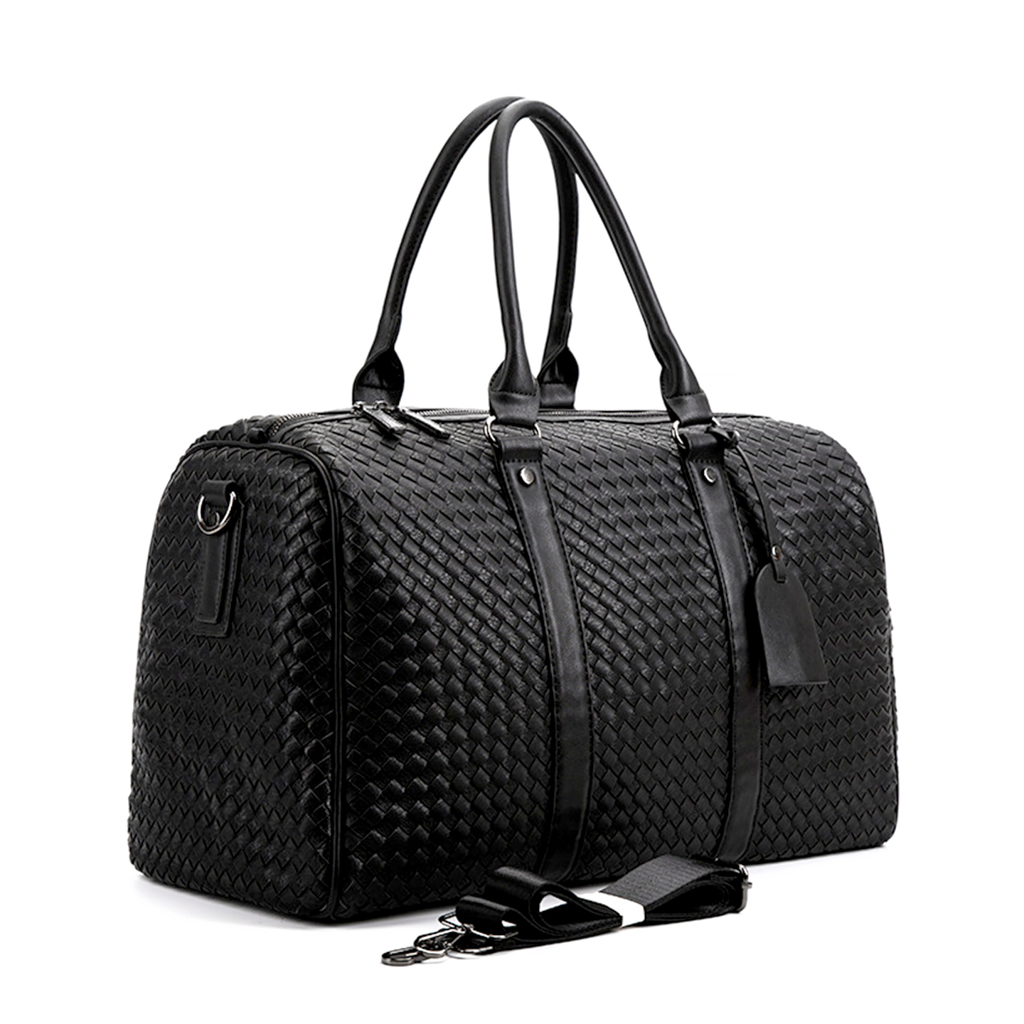 旅行包男新款欧美大容量手工编织行李袋商务出差手提单肩包健身包 - 图1