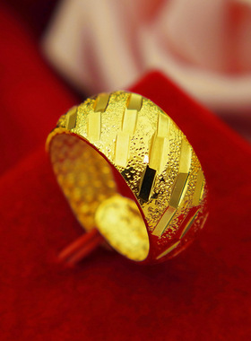 男沙金霸气宽版戒指加大款式