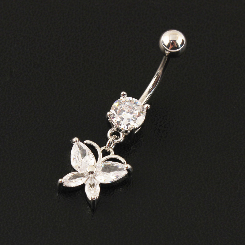 蝴蝶肚脐钉锆石小而美防过敏医用钛钢粗针肚脐环小巧精致穿刺饰品,淘宝优惠券,粉丝福利购,淘宝优惠卷
