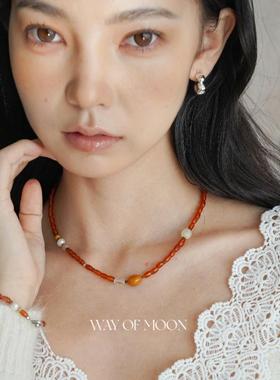 原创设计天然石串珠锁骨链